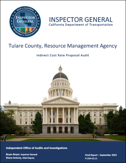 This is a thumbnail of the cover for the audit of Tulare County, Resource Management Agency.