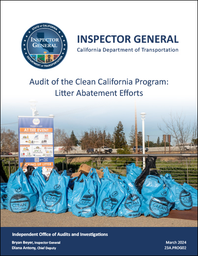 This is a thumbnail of the cover for the performance audit of Clean California Program: Litter Abatement Efforts.