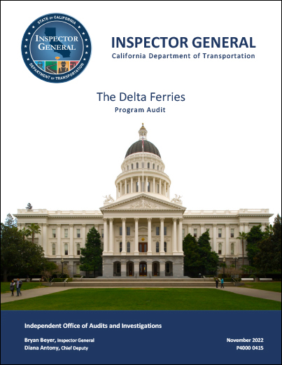 This is a thumbnail of the cover for the performance audit of The Delta Ferries.