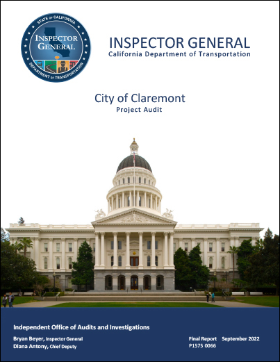 This is a thumbnail of the cover for the project compliance audit of City of Claremont.