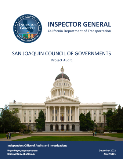 This is a thumbnail of the cover for the project compliance audit of San Joaquin Council of Governments.