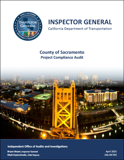 This is a thumbnail image of the cover of County of Sacramento, Project Compliance Audit.