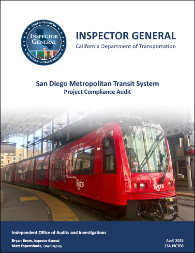 This is a thumbnail image of the cover of San Diego Metropolitan Transit System, Project Compliance Audit.